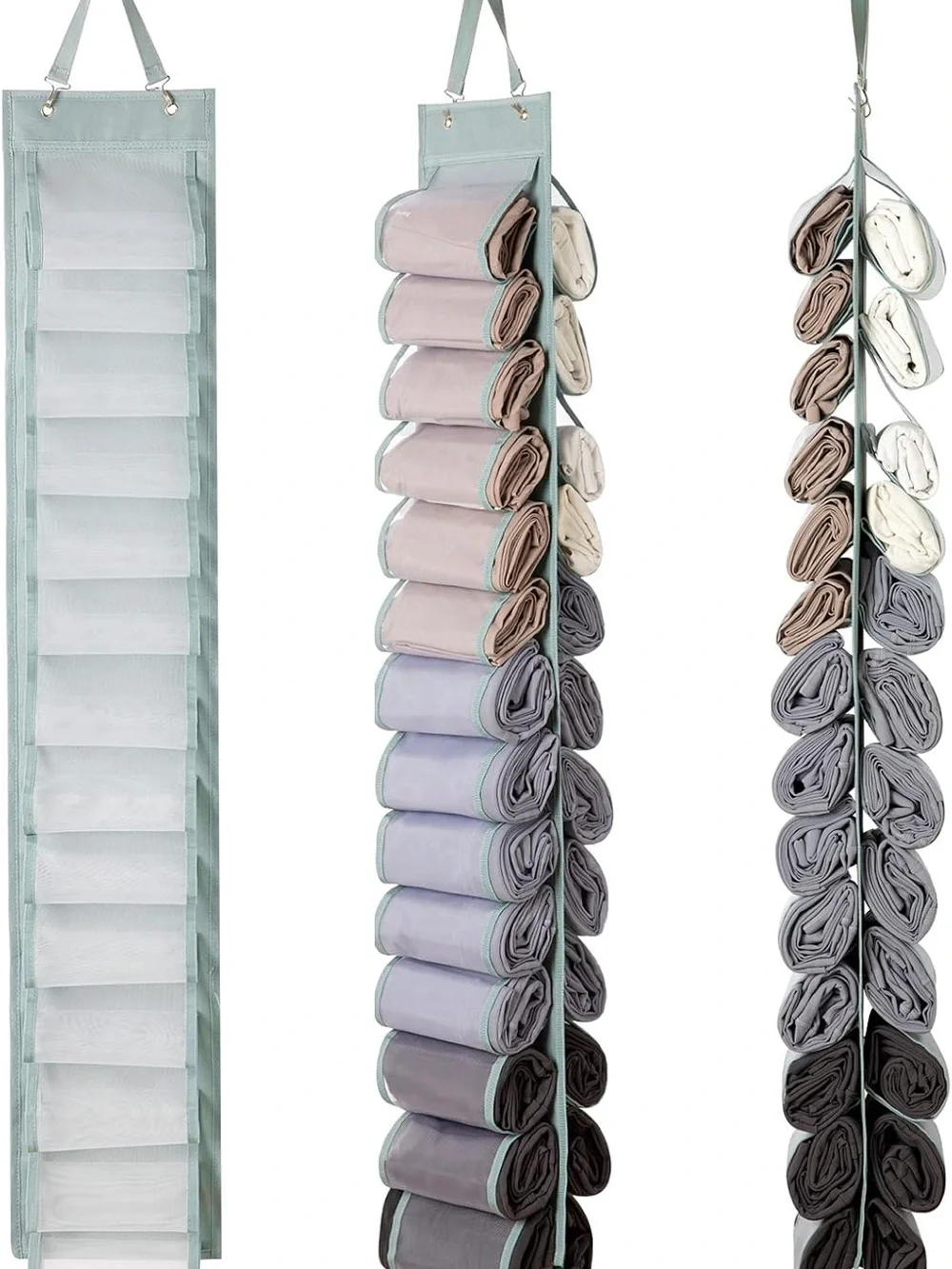 1 pack of Over-the-Door Hanging Scarf & Accessory Organizer - Mint Green